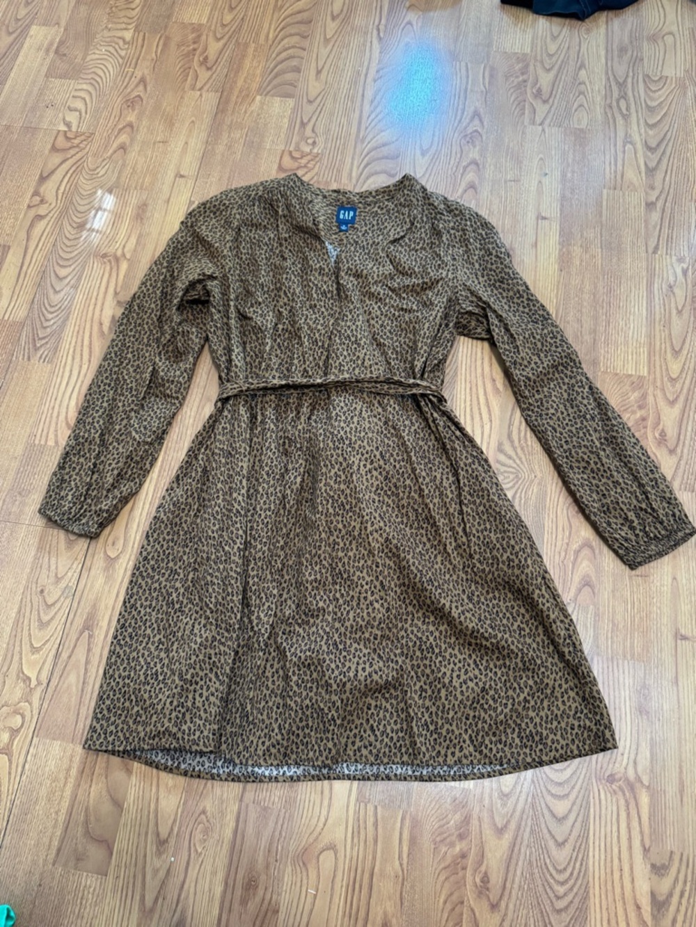 GAP Leopard Print Long-Sleeve Casual Dress